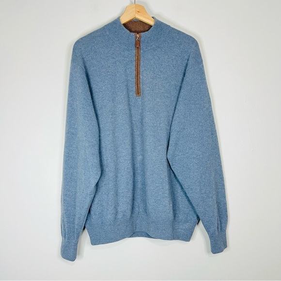 Peter Millar Blue Soft Cashmere 1/4 Zip Pullover XL - Picture 1 of 8